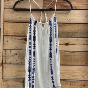Women's Izzy & Lola Blue and White Tribal Tank